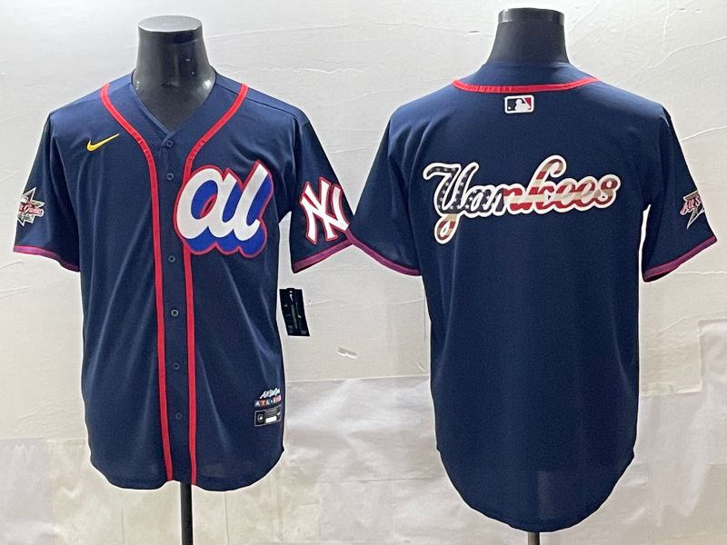 Men 2025 New York Yankees Blank Drak Blue All star Blank Blue Nike MLB Jersey style 4